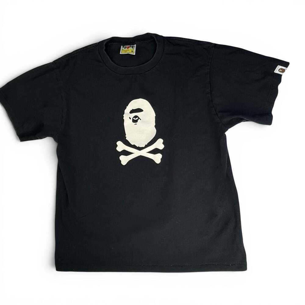 A Bathing Ape Black Skull & Crossbones Ape Head Tee Size M